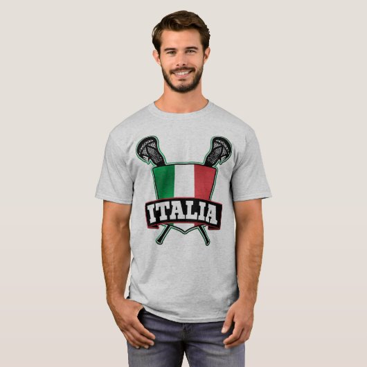 カスタマイズ可能な名前と番号イタリアラクロスTシャツ Tシャツ (正面フル)