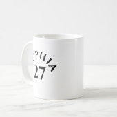 カスタマイズ可能な名前と番号 コーヒーマグカップ (正面左)