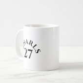 カスタマイズ可能な名前と番号 コーヒーマグカップ (正面左)
