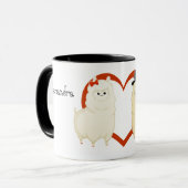 カスタマイズ可能な名前のかわいくファンシーなアルパカのカップル マグカップ (正面左)