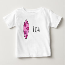 カスタマイズ可能な名前のピンクハイビスカスサーフボード