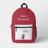 カスタマイズ可能な名前のレディーバグバックパック プリントバックパック (正面)