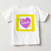 カスタマイズ可能な名前の可愛い紫のハート ベビーTシャツ (正面)