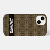 カスタマイズ可能な名前の抽象的なグレーパターン iPhoneケース (裏面横)