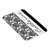 カスタマイズ可能な名前の白黒のダマスク マグネット (右側)