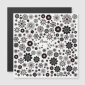 カスタマイズ可能な名前の白黒の花のパターン (正面/裏面)