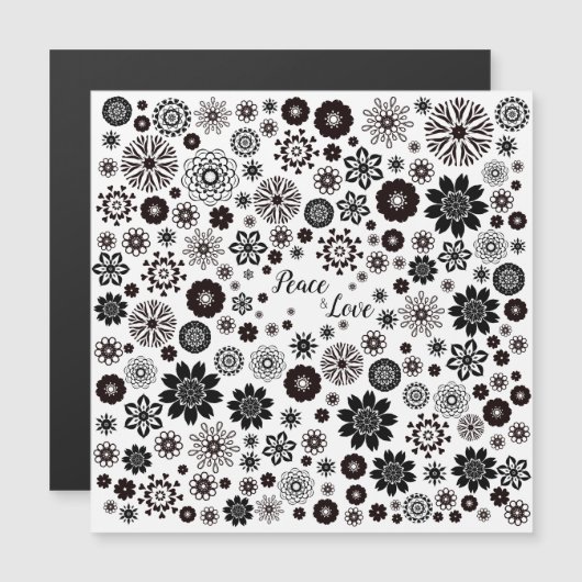 カスタマイズ可能な名前の白黒の花のパターン (正面/裏面)