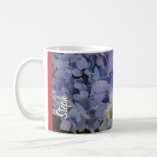 カスタマイズ可能な名前のSteph Hydrangeas Mug #2 コーヒーマグカップ (左)