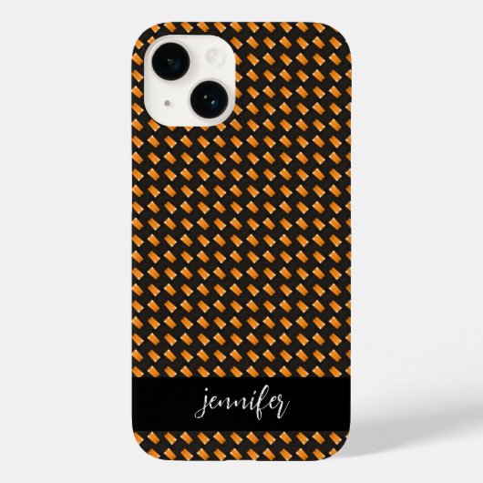 カスタマイズ可能な名前イエローと黒のパターン Case-Mate iPhoneケース (裏面)