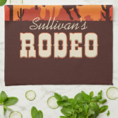 カスタマイズ可能な名前ウエスタンカウボーイブルライダーロデオ キッチンタオル (折り畳み)