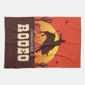 カスタマイズ可能な名前ウエスタンカウボーイブルライダーロデオ キッチンタオル (横)