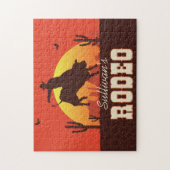 カスタマイズ可能な名前ウエスタンカウボーイブルライダーロデオ ジグソーパズル (縦)