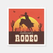 カスタマイズ可能な名前ウエスタンカウボーイブルライダーロデオ スタンダードカクテルナプキン (正面)
