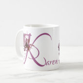 カスタマイズ可能な名前カレンピンクさくらんぼブロッサムboho コーヒーマグカップ (正面左)