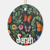 カスタマイズ可能な名前ガーデンオーナメント – 蝶 セラミックオーナメント (左)
