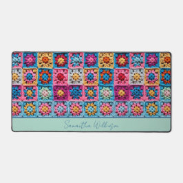 カスタマイズ可能な名前クロチェットグラニースクエア デスクマット