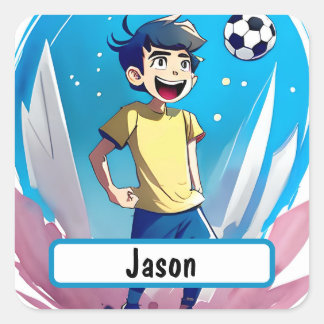 カスタマイズ可能な名前タグ付きキッカーのステッカー スクエアシール