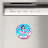 カスタマイズ可能な名前タグ付き可愛いバレリーナ マグネット (インサイチュ (食洗機))