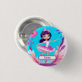 カスタマイズ可能な名前タグ付き可愛いバレリーナ 缶バッジ (正面&裏面)