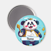 カスタマイズ可能な名前タグ付き可愛いパンダ熊 マグネット (正面/裏面)