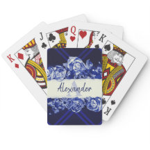 カスタマイズ可能な名前ネイビーバラスタイリッシュシックモノグラム