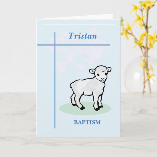 カスタマイズ可能な名前バプティスブルーボーイラム カード (黄色い花)