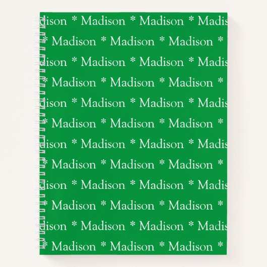 カスタマイズ可能な名前パターンの緑の白いレシピ ノートブック (正面)