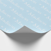 カスタマイズ可能な名前パターンライトブルーの白い贈り物 ラッピングペーパー (角)