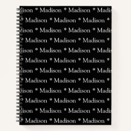 カスタマイズ可能な名前パターン白黒レシピ ノートブック