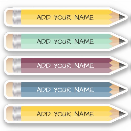 カスタマイズ可能な名前ペンシルカスタムステッカー付きビニール シール (正面)