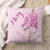 カスタマイズ可能な名前メアリかわいらしピンクフローラガーリー クッション (ブランケット)