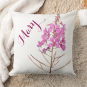 カスタマイズ可能な名前メアリかわいらしピンクフローラシンプル クッション (ブランケット)