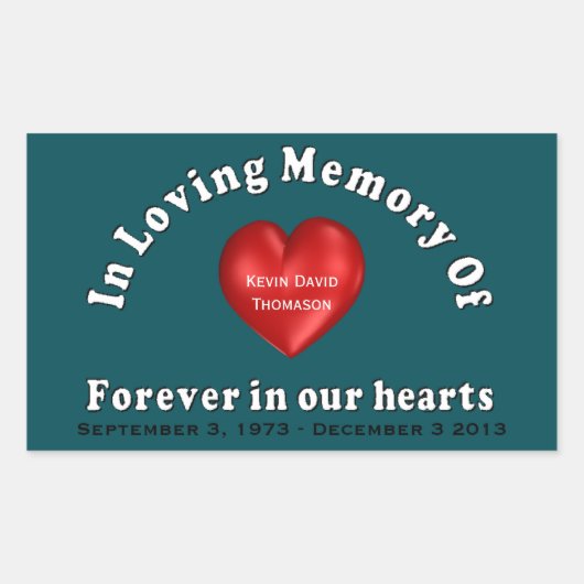 カスタマイズ可能な名前メモリアル製品愛するメモリ 長方形シール (正面)