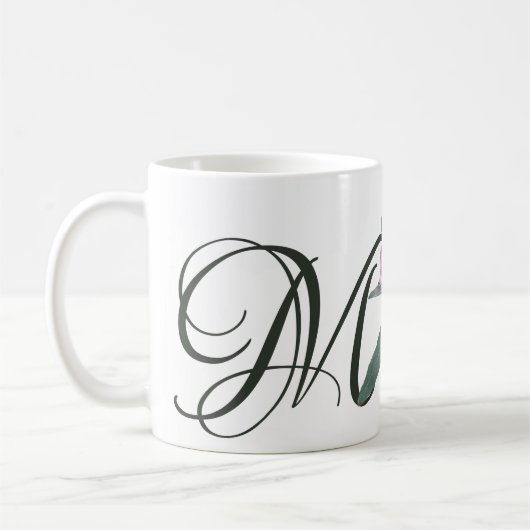 カスタマイズ可能な名前メラニーかわいらしピンクフローラかわいい コーヒーマグカップ (左)