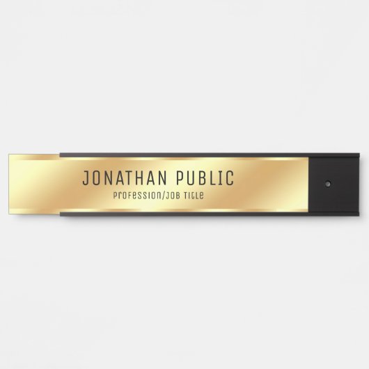 カスタマイズ可能な名前モダンフェイク金ゴールド長 サインプレート (正面)