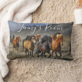 カスタマイズ可能な名前ワイルドウマ枕 ランバークッション (ブランケット)