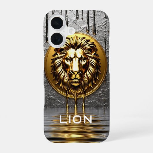 カスタマイズ可能な名前入り威厳あるライオン 🦁 iPhone 16ケース (裏面)