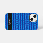 カスタマイズ可能な名前抽象芸術の青いパターン iPhoneケース (裏面横)