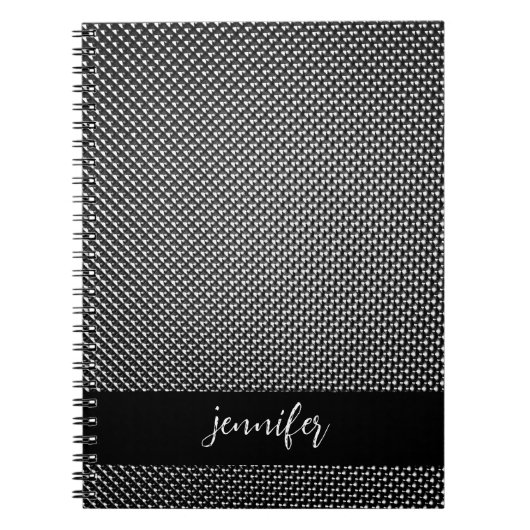 カスタマイズ可能な名前抽象芸術グリッドテクスチャ ノートブック (正面)