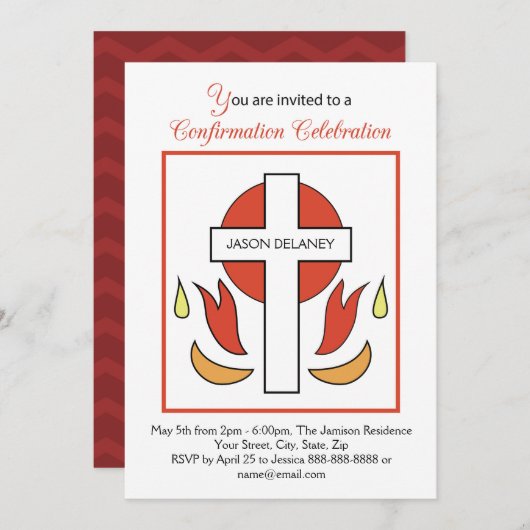 カスタマイズ可能な名前招待状、クロスファイア確認 招待状 (正面/裏面)