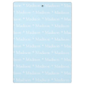 カスタマイズ可能な名前文字パターン淡青色の白 クリップボード (裏面)