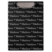 カスタマイズ可能な名前文字パターン白黒 クリップボード (正面)