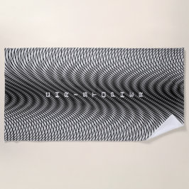 カスタマイズ可能な名前白黒モアレ効果トリップ（幻覚体験）のような ビーチタオル