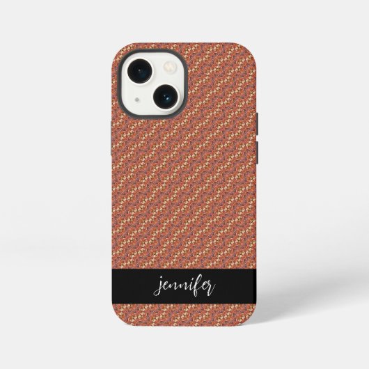 カスタマイズ可能な名前紅葉パターン iPhoneケース (裏面)