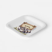 カスタマイズ可能な名前記号を持つ可愛いアライグマ ペーパープレート (傾斜あり)