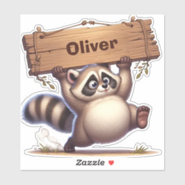 カスタマイズ可能な名前記号を持つ太いアライグマ シール