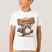 カスタマイズ可能な名前記号を持つ太いアライグマ Tシャツ (正面)