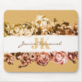 カスタマイズ可能な名前金ゴールドバラシックモノグラムラグジュアリー マウスパッド (正面)