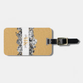 カスタマイズ可能な名前金ゴールドバラシックモノグラムラグジュアリー ラゲッジタグ (正面横)