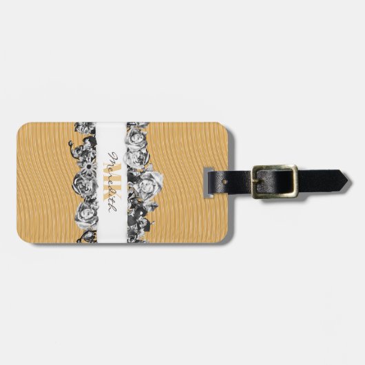 カスタマイズ可能な名前金ゴールドバラシックモノグラムラグジュアリー ラゲッジタグ (正面横)